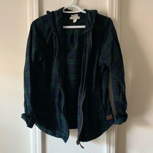 Women's Scotch Plaid Flannel Shirt, Relaxed Zip Hoodie
